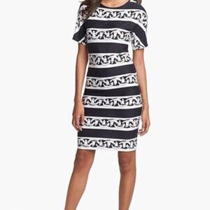 DVF Diane von Furstenberg Brenna Banded Chains Black silk shift dress new 0